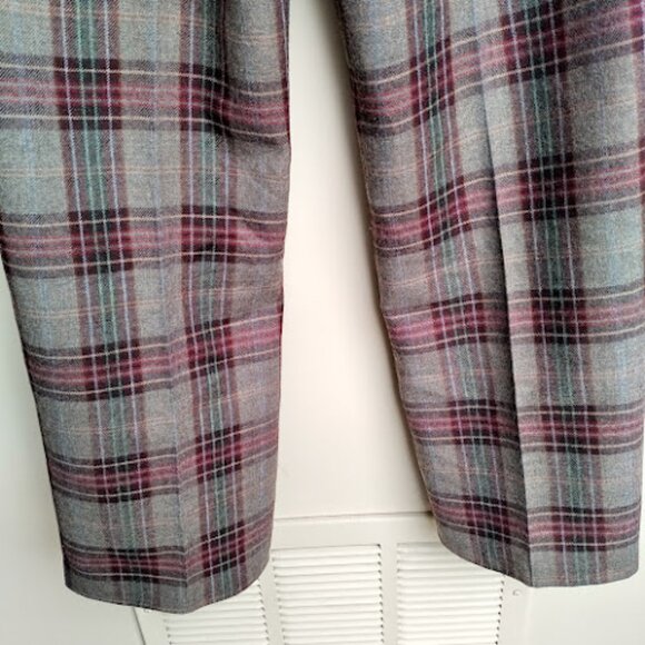 VINTAGE | Wool Plaid Pants Preppy Christmas Trousers Holiday Party Heritage Ivy - Picture 7 of 12